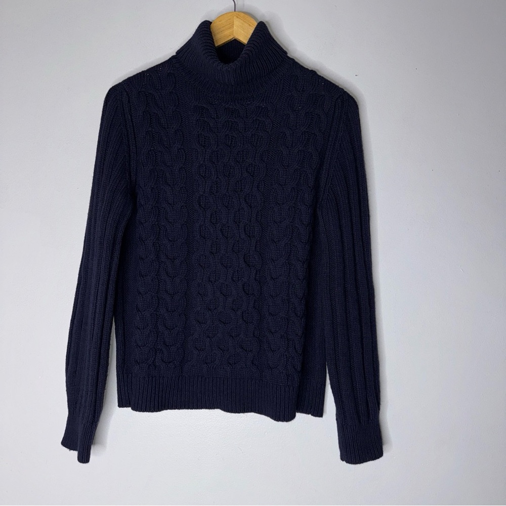 massimo dutti Medium Navy Turtle Neck Cable Knit Sweater